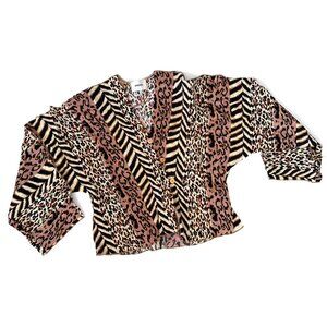Nanushka Animal Print Crinkle Top